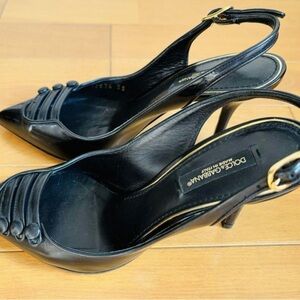 Dolce & Gabbana Black Heels with Slingback Design and Open Toe